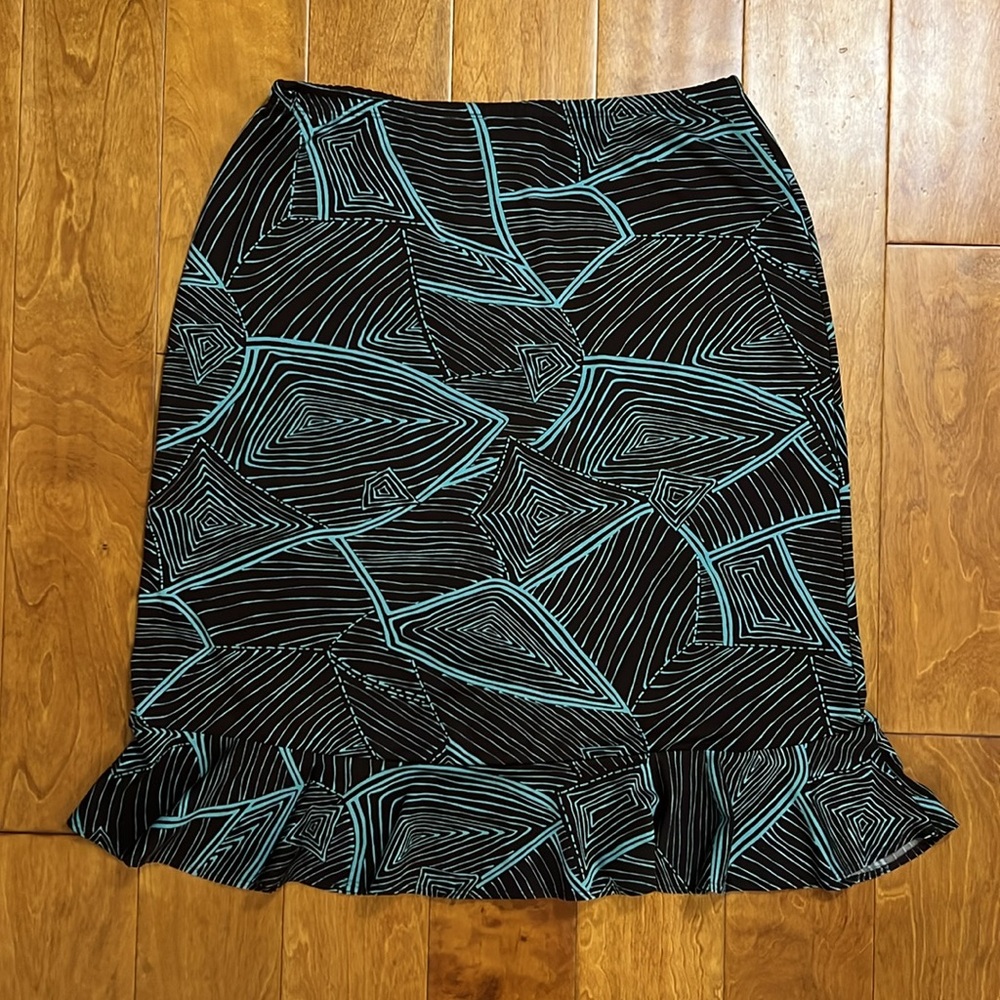 Vintage Y2k KC Stevens Geometric Skirt Size L Brown Blue Fairy Grunge 2000’s - Picture 9 of 9